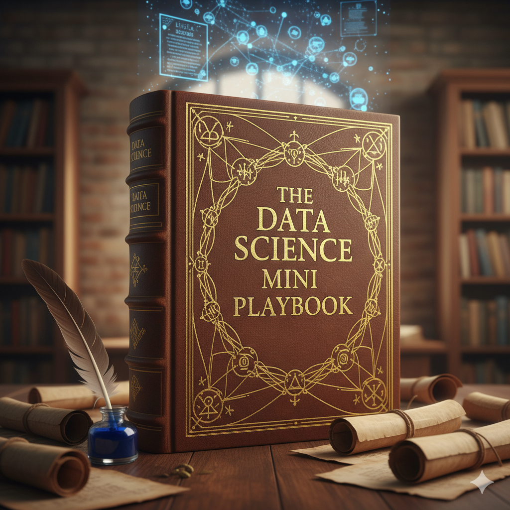 The Data Science Mini Playbook cover - practical guide to Python data science with NumPy, Pandas, Matplotlib, and Scikit-Learn